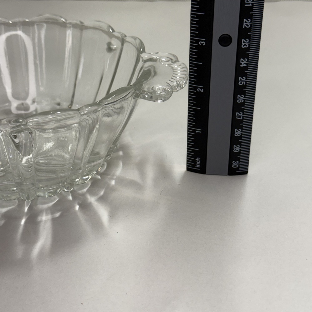 Vintage Pressed Glass Candy Dish Footed Bowl Scroll Handles - Picture 8 of 8